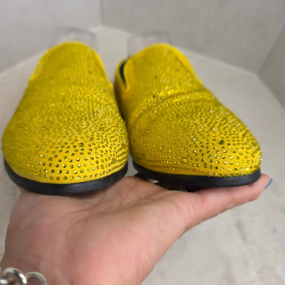 Bright Yellow sz10 Rhinestones allover loafers. Events. Entertainer. Shows Artzy